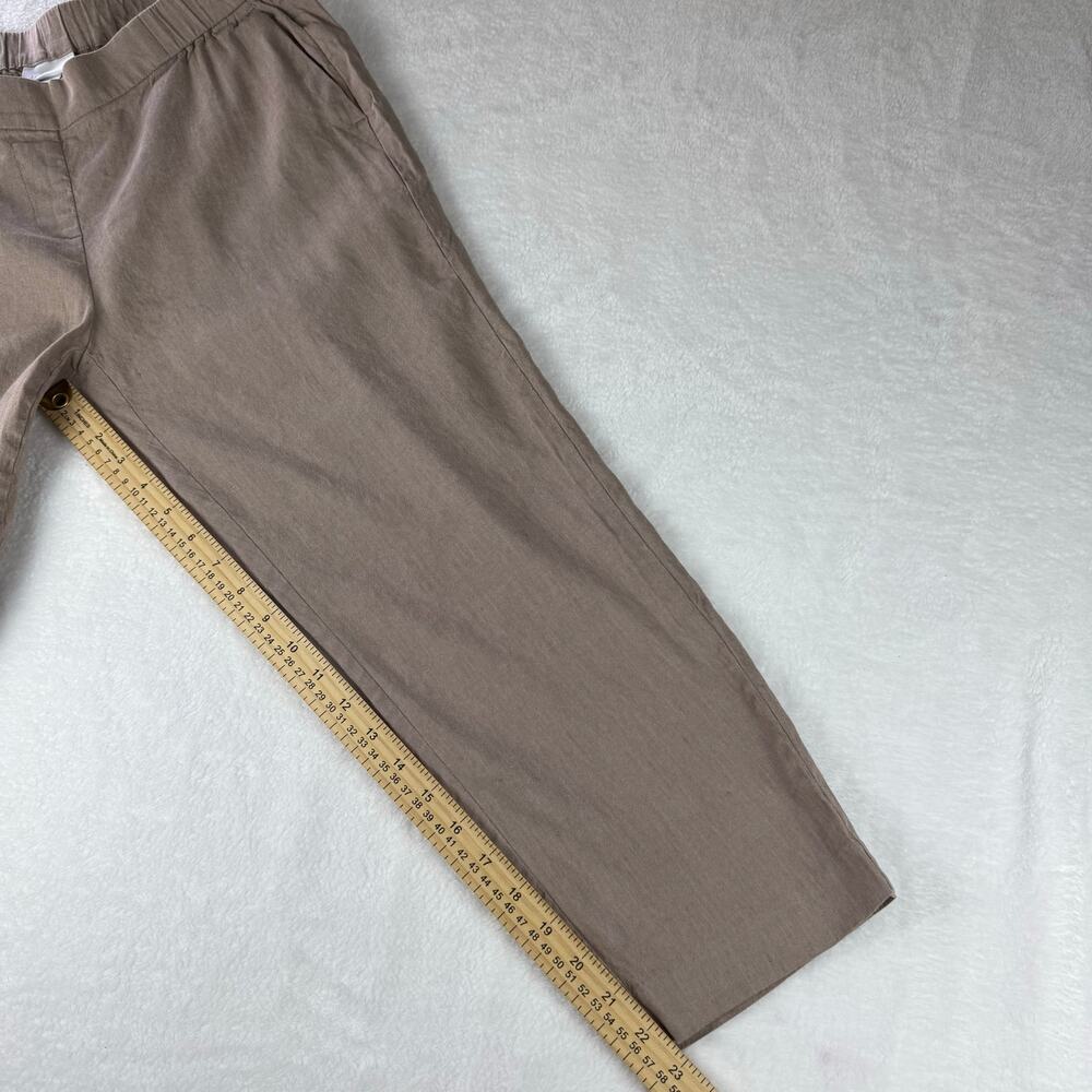 J.Jill Linen Stretch Crop Pants Women M Petite Beige Taupe Pull On Ankle Casual - Picture 8 of 13